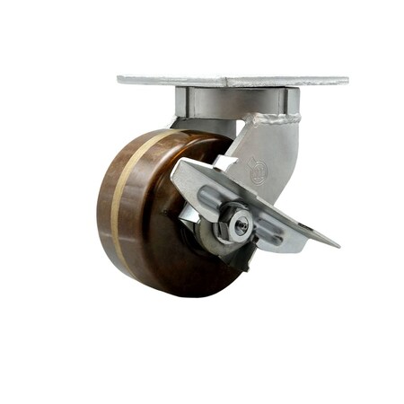 Service Caster 6'' Extra Heavy Duty High Temp Phenolic Wheel Swivel Caster with Brake CRAN-SCC-KP92S630-PHRHT-SLB